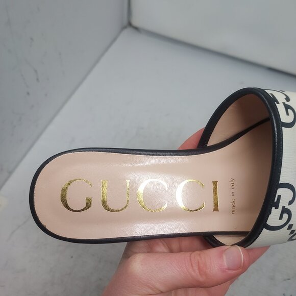 Gucci Jolie GG Marmont Slide Black White Sandal - Picture 7 of 11